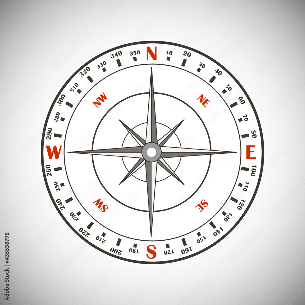 Compass icon. Compass isolated on white background. Vector illustration. Compass icon. Compass isolated on white background. Vector illustration.