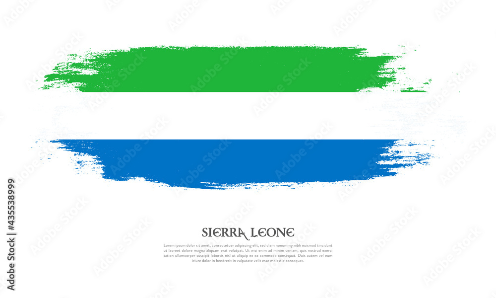 Sierra Leone flag brush concept. Flag of Sierra Leone grunge style banner background