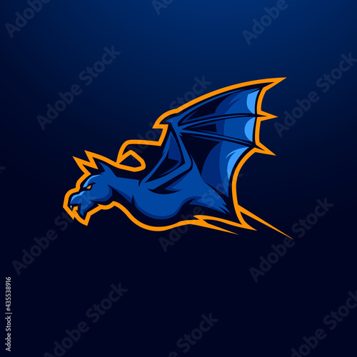 Bat mascot logo design vector with modern illustration concept style for badge, emblem and t shirt printing. Illustration of a bat flying for gaming, sports or team