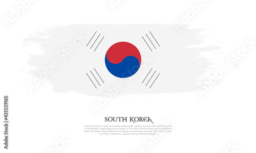 South Korea flag brush concept. Flag of South Korea grunge style banner background