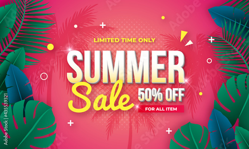 Pink Gradient End of Summer Sale Banner Design