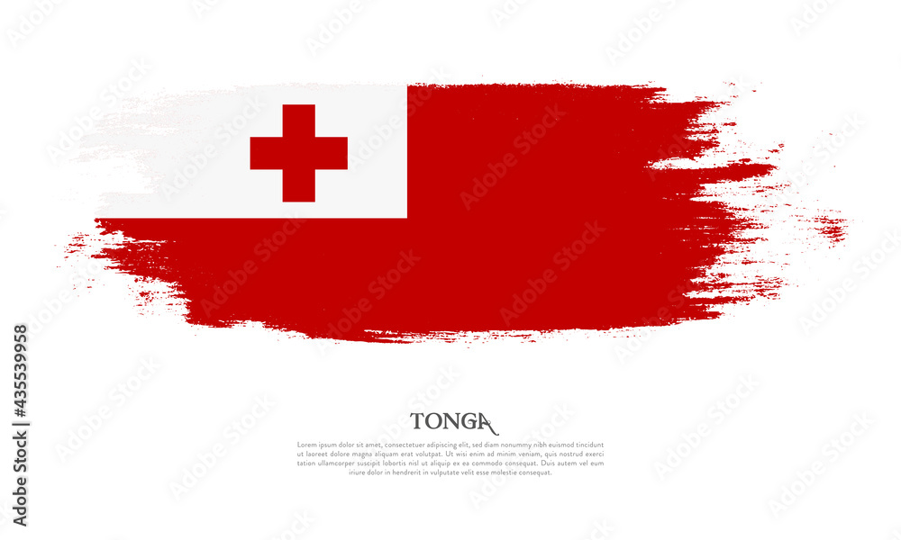 Tonga flag brush concept. Flag of Tonga grunge style banner background