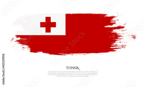 Tonga flag brush concept. Flag of Tonga grunge style banner background