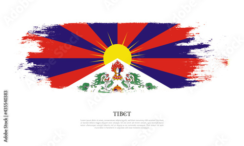 Tibet flag brush concept. Flag of Tibet grunge style banner background