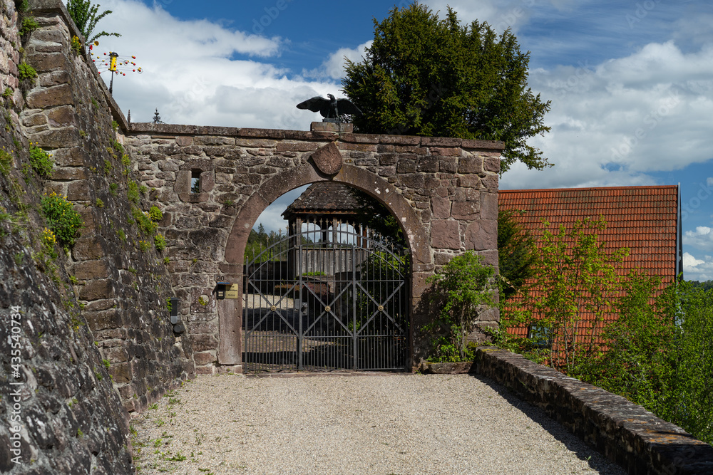 historic castle entrance in black forest village