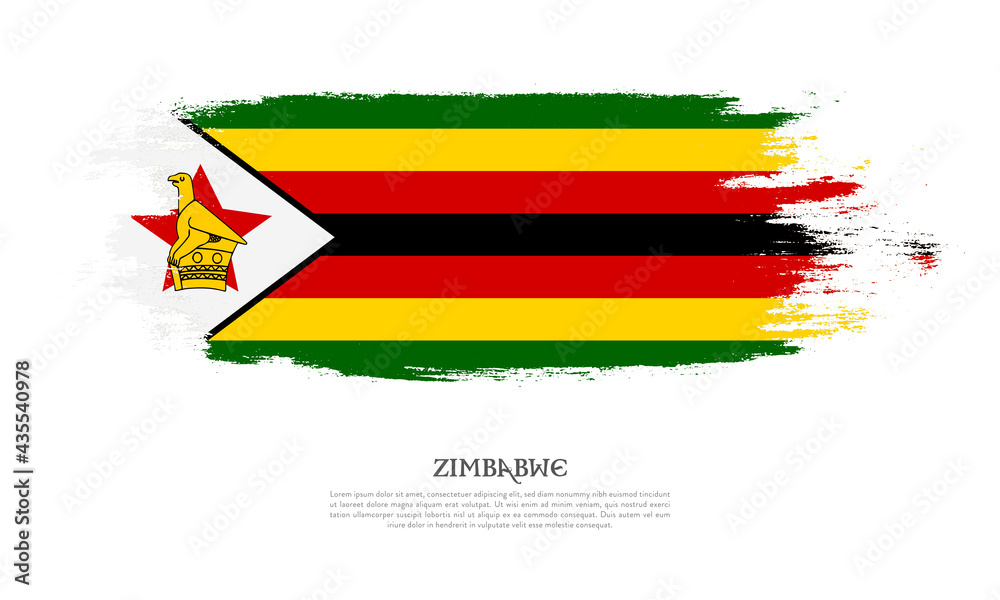 Zimbabwe flag brush concept. Flag of Zimbabwe grunge style banner background Zimbabwe flag brush concept. Flag of Zimbabwe grunge style banner background