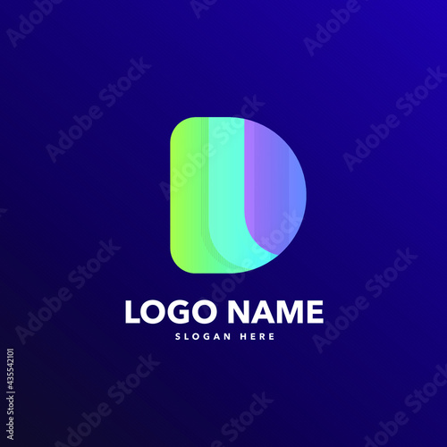 D letter modern logo design concept