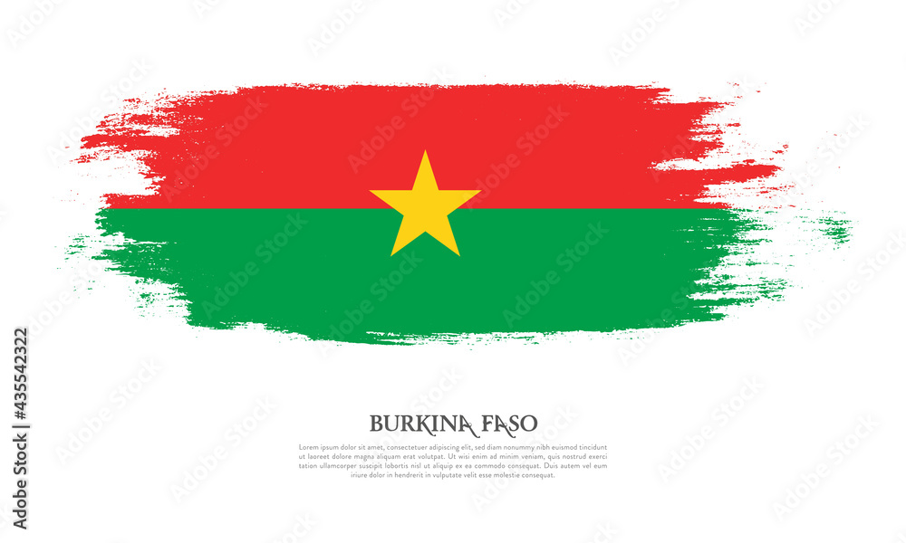 Burkina Faso flag brush concept. Flag of Burkina Faso grunge style banner background