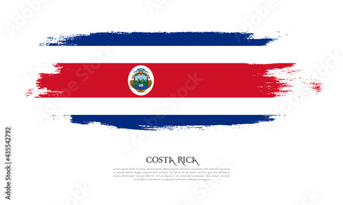 Costa Rica flag brush concept. Flag of Costa Rica grunge style banner background