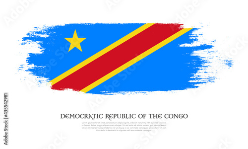 Flag of Democratic Republic of the Congo grunge style banner background