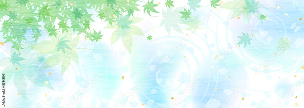 水面の波紋と映り込む青紅葉 涼しげな背景イラスト Stock Vector Adobe Stock