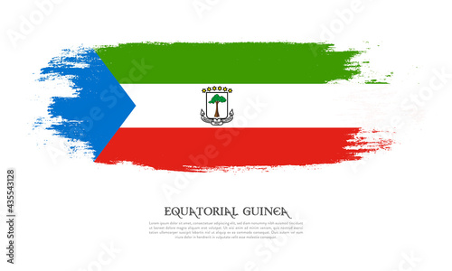 Equatorial Guinea flag brush concept. Flag of Equatorial Guinea grunge style banner background