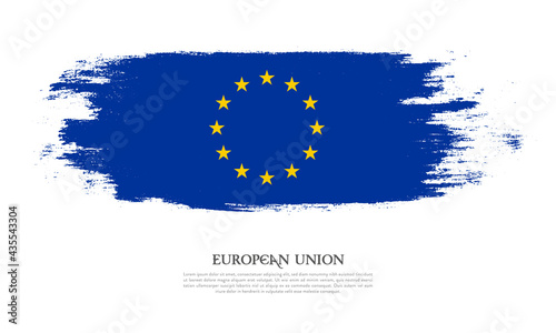 European Union flag brush concept. Flag of European Union grunge style banner background