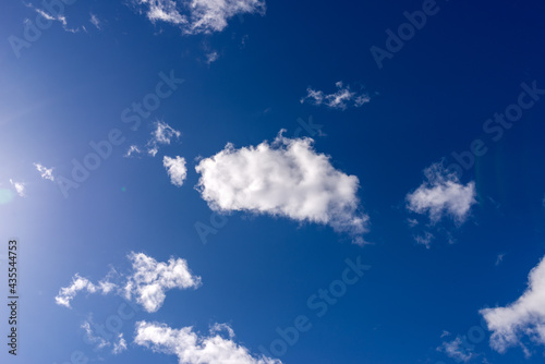 Blue sky background with white clouds.Cloudscape. Sunny day. Cumulus cloud.