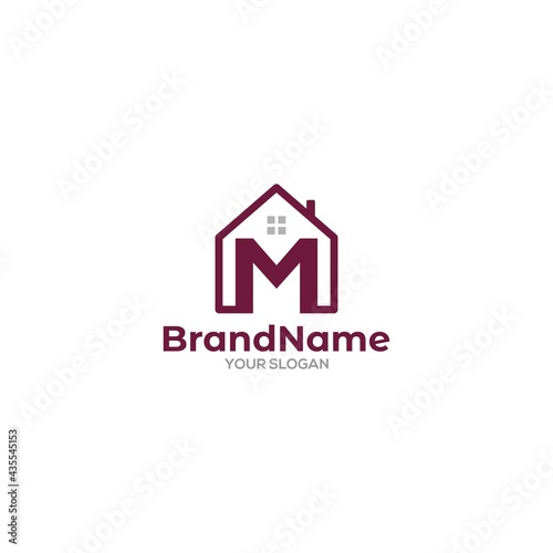 Real Estate M Logo Design Vector