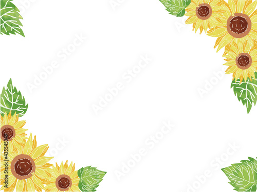 Watercolor illustration frame of naturally sunflower	
