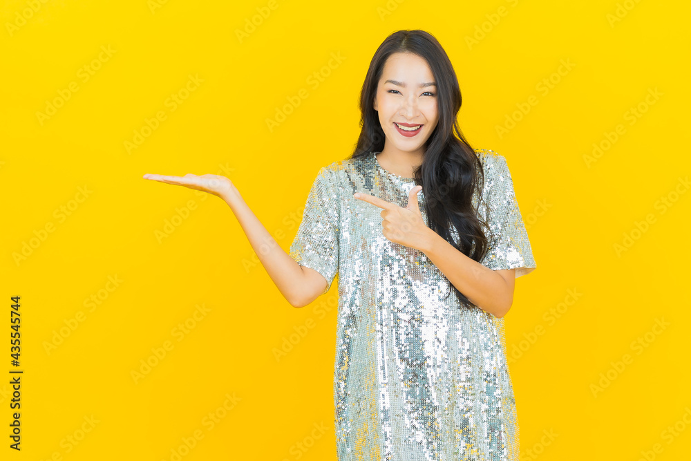 Portrait beautiful young asian woman smile with action Portrait beautiful young asian woman smile with action