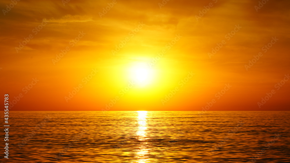 beautiful yellow glare on the sea from the sun