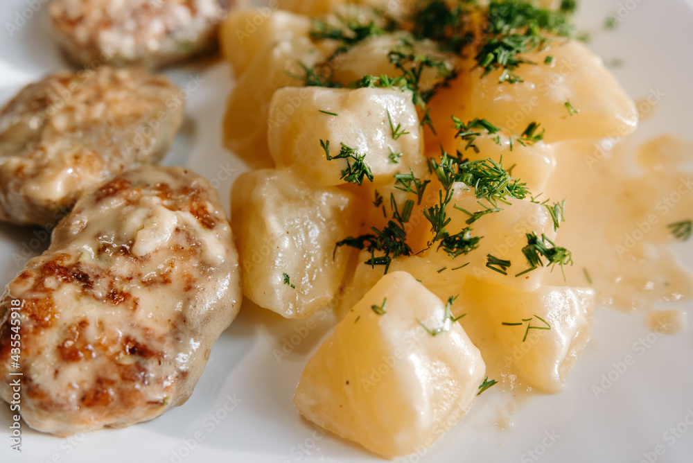 homemade potatoes with meat and dill homemade potatoes with meat and dill