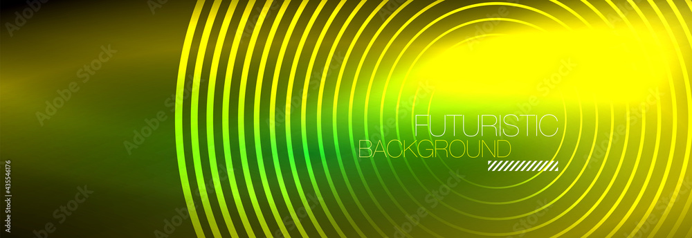 Dark abstract background with glowing neon circles. Trendy layout template for business or technology presentation, internet poster or web brochure cover, wallpaper Dark abstract background with glowing neon circles. Trendy layout template for business or technology presentation, internet poster or web brochure cover, wallpaper