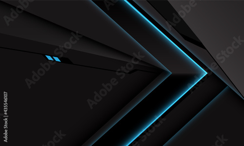 Abstract black metallic blue light power arrow direction on dark grey style technology futuristic design background vector illustration.