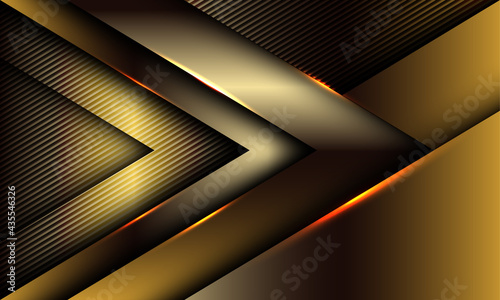 Abstract golden arrow glossy shadow direction on lines texture luxury style futuristic technology background vector illustration.