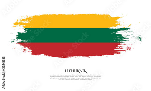 Lithuania flag brush concept. Flag of Lithuania grunge style banner background