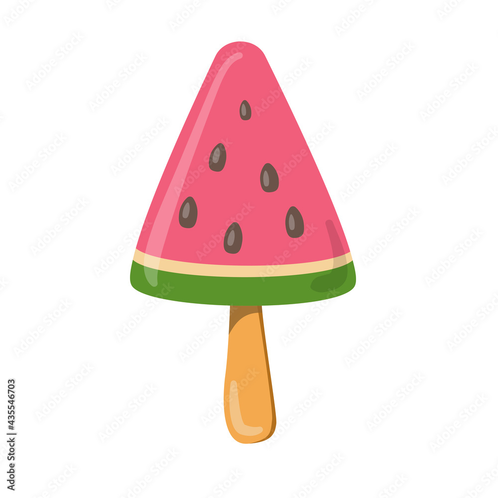 Watermelon Ice cream. Flat style vector illustration design