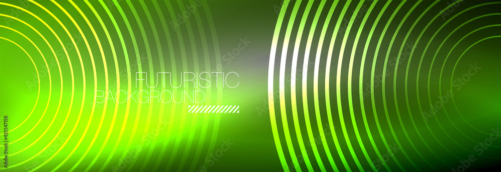 Dark abstract background with glowing neon circles. Trendy layout template for business or technology presentation, internet poster or web brochure cover, wallpaper Dark abstract background with glowing neon circles. Trendy layout template for business or technology presentation, internet poster or web brochure cover, wallpaper