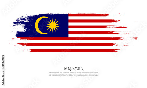 Malaysia flag brush concept. Flag of Malaysia grunge style banner background