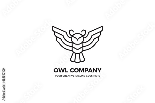 Simple Owl Black Monoline Logo Template