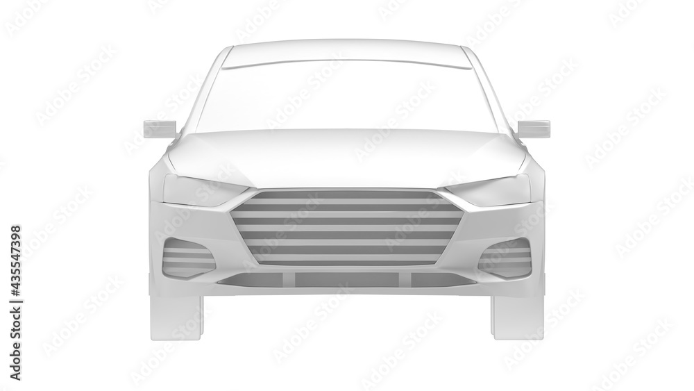 3d rendering of a sports car hybrid electric side view isolated on white background.