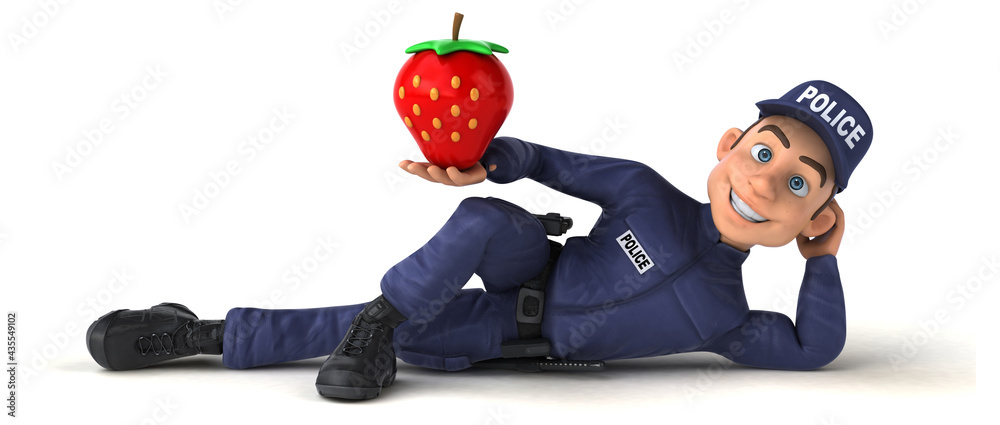 Fun 3D illustration of a cartoon Police Officer Fun 3D illustration of a cartoon Police Officer
