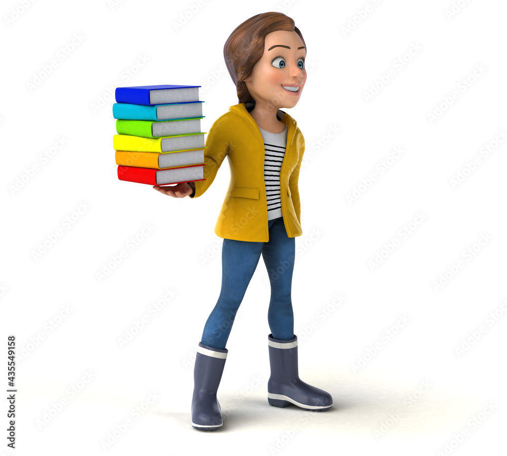 Fun 3D illustration of a cartoon teenage girl Fun 3D illustration of a cartoon teenage girl