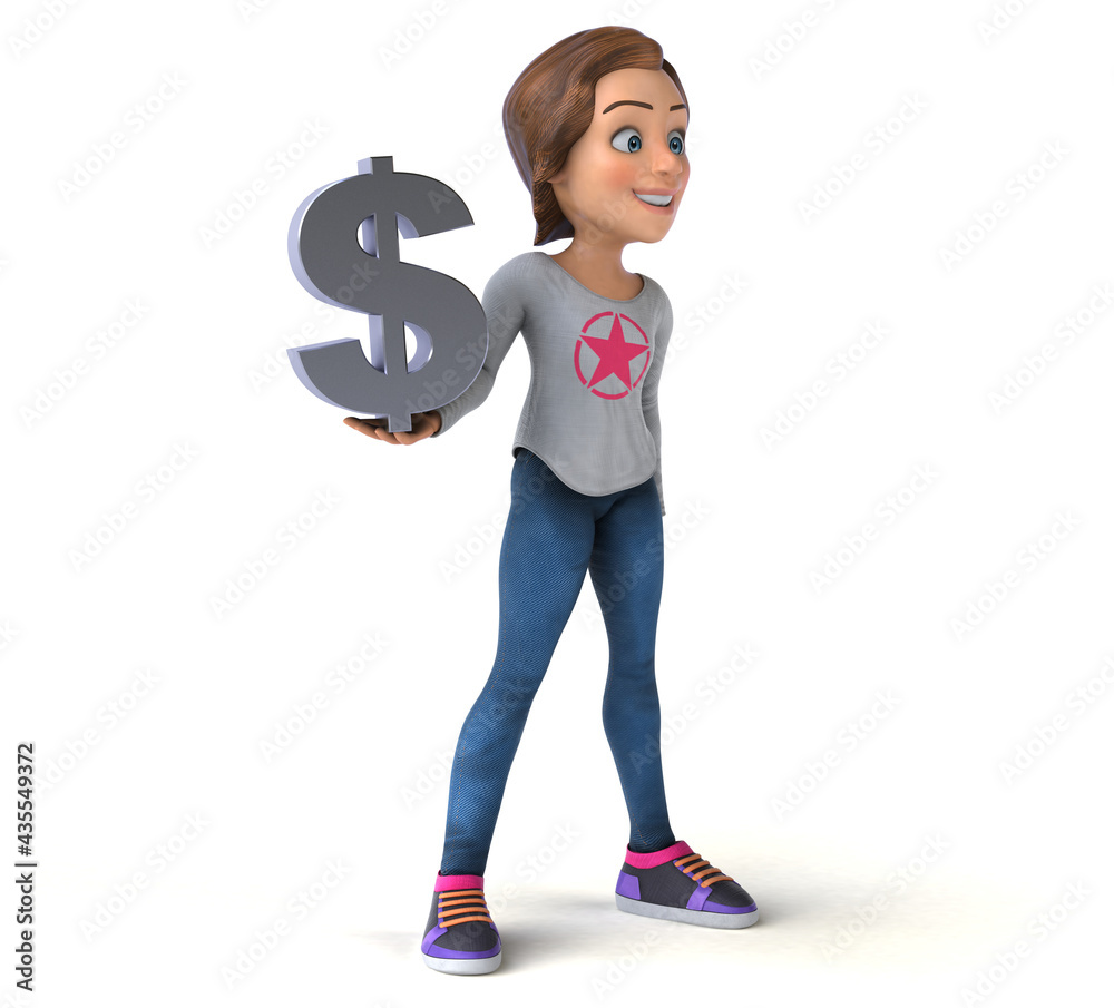 Fun 3D illustration of a cartoon teenage girl Fun 3D illustration of a cartoon teenage girl
