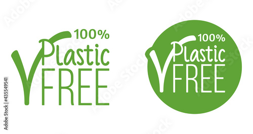Plastic free Zero waste sticker in flat style
