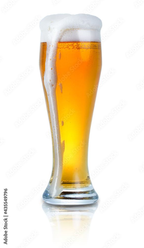 single long glass of beer isolated on white background single long glass of beer isolated on white background