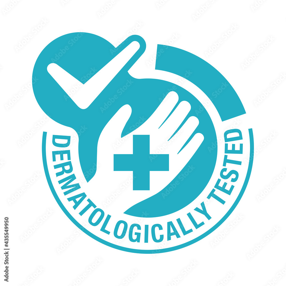 Dermatologically tested - hand, cross, tick mark