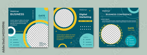 Set of modern minimalist background with green color. Suitable for social media post template, Webinar, Seminar, daring banner, online education, flyer, ads, etc.
