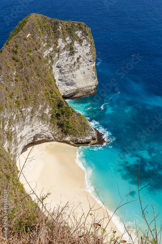 famous Manta Bay or Kelingking Beach before the construction of the trail down to the beach on Nusa Penida Island, Bali, Indonesia