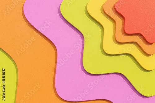 Abstract Colorful Geomerical Wavy Shapes Background Texture with Overlapping Layers. 3d Rendering