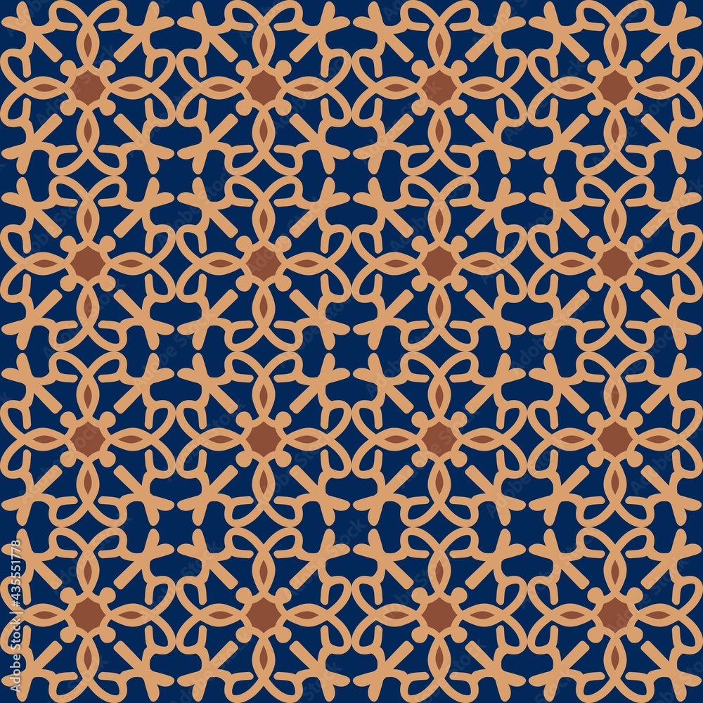 blue brown cream mandala art seamless pattern floral creative design background vector illustration