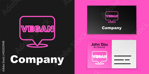 Pink line Vegan food diet icon isolated Pink line background. Organic, bio, eco symbol. Vegan, no meat, lactose free, healthy, fresh and nonviolent food. Logo design template element. Vector