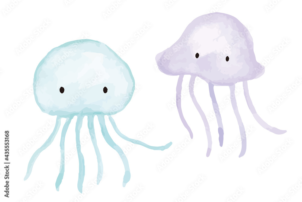 クラゲの水彩イラスト Stock Vector Adobe Stock