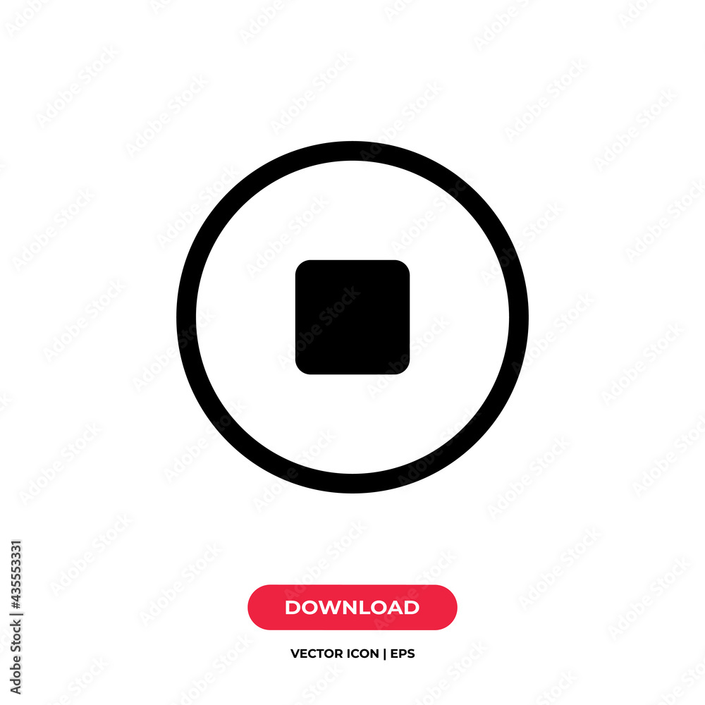 Stop icon vector. Stop button sign