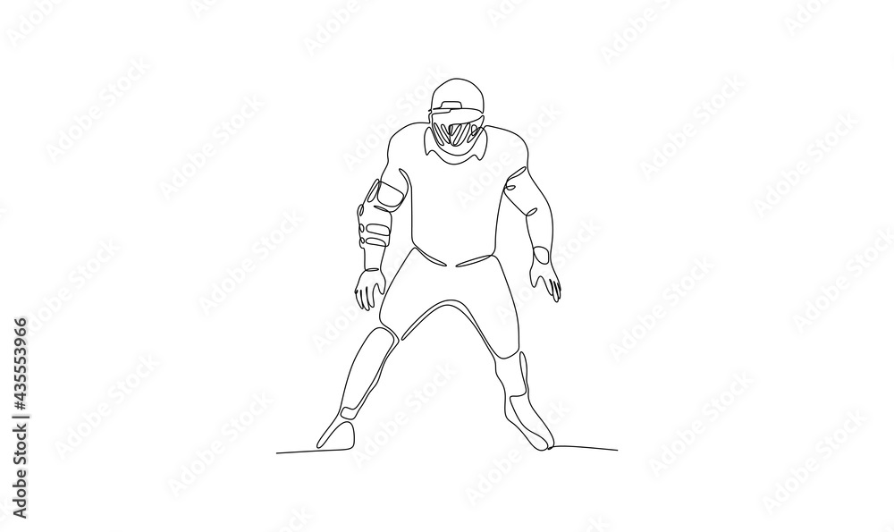 American football player standing - continuous one line drawing