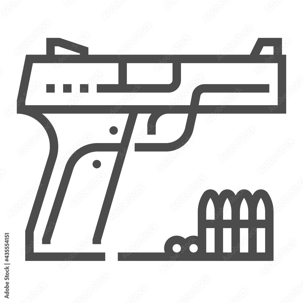Gun industry, square line vector icon. Gun industry, square line vector icon.