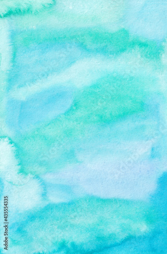 Hand drawn watercolor abstract azure blue background