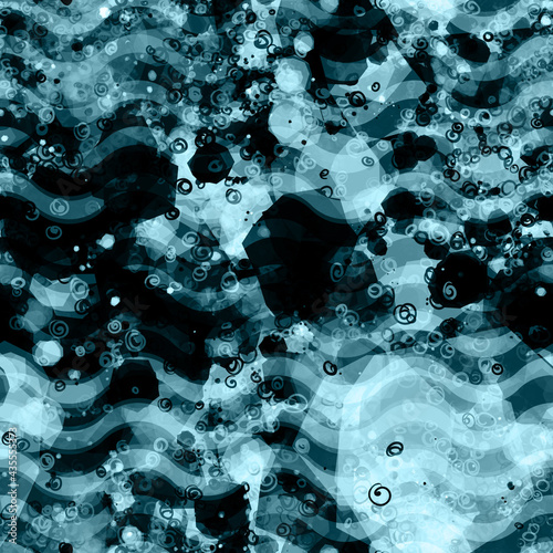 Blue splash seamless pattern with waves. Abstract vector background for web page, banners backdrop, fabric, home decor, wrapping