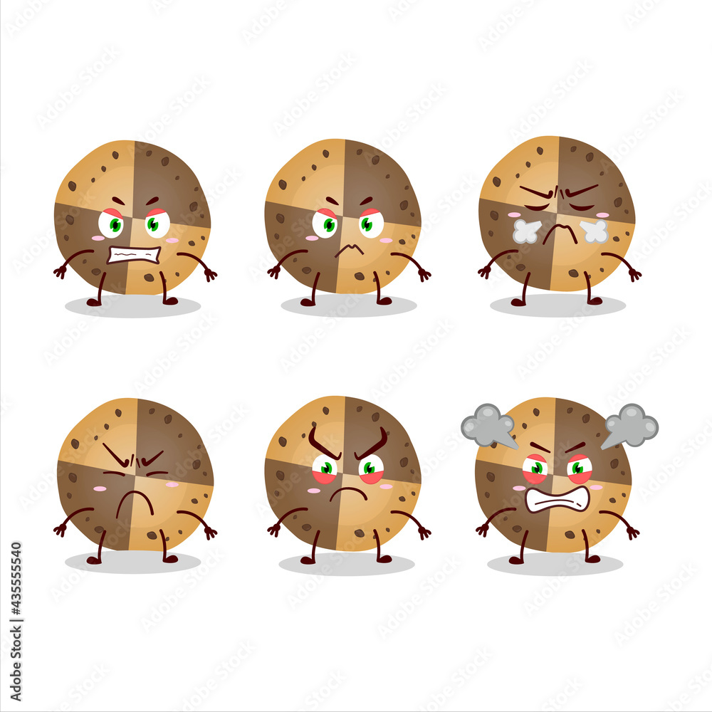 Sweety cookies cartoon character with various angry expressions